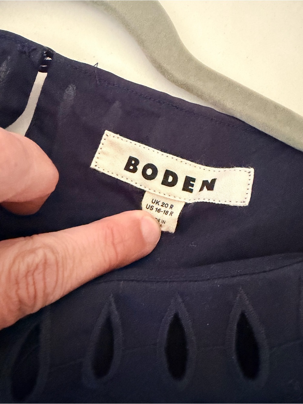 Boden Navy Eyelet Sleeveless Midi Dress - Picture 4 of 4